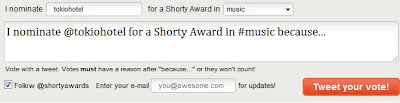 Shortyawards.com - Nomina A Tokio Hotel VOTA%
